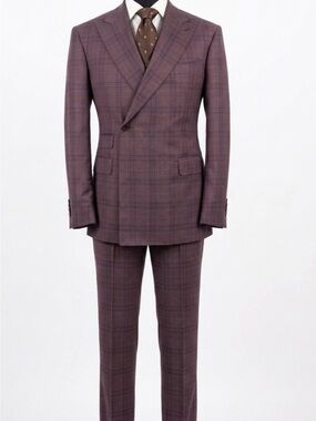 One button plum Plaid Double-Breasted wool suit
Made in Italy